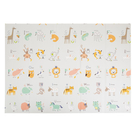 KiddyMoon Tapis de Jeu pour Enfant Bébé Tapis Mousse Tapis de Sol Tapis d'éveilBebe Reversible Stimulation De L'Imagination Pliable Pour L'Intérieur Et L'Extérieur, beige-rayures, 150x200x1cm