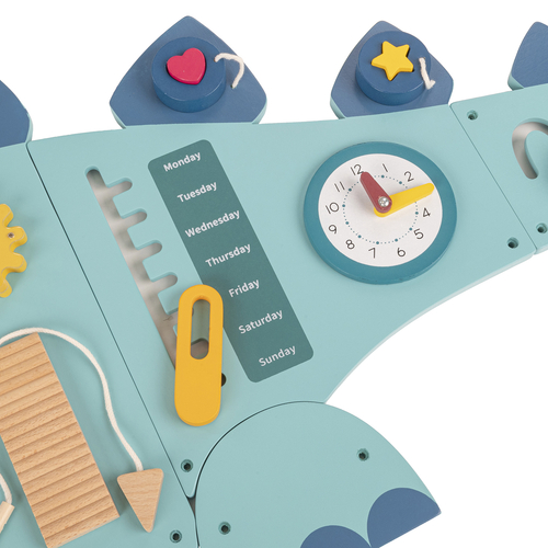 KiddyMoon Montessori Planche Activité Dinosaure Pour Enfants Bois Éducatif AB-001, bleu marine, Taille unique