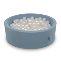 KiddyMoon Piscine À Balles ∅ 7Cm pour Bébé Rond Fabriqué en UE, bleu: perle, 90x30cm/300 Balles
