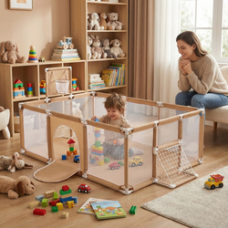 Parc Bébé avec Balles Plastiques Aire De Jeu Pliable Basket Football, beige, SANS Balles