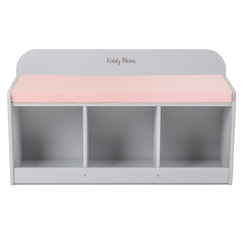 banquette avec étagères pour les enfants KiddyMoon, gris/rose, UNI