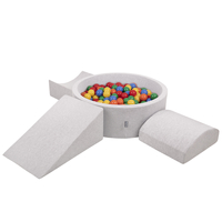 KiddyMoon Aire De Jeux en Mousse avec Rond Piscine à Balles pour Enfants, gris clair: jaune/vert/bleu/rouge/orange, Piscine (300 Balles) + Version 4