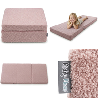 KiddyMoon Matelas Enfant Au Housse Teddy Pliable en Mousse Matelas pour Tout-Petits, Chambre d'enfant, rose, Matelas