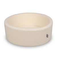 KiddyMoon Piscine à Balles Boules 7 cm pour un Remplissage plus Généreux Pour Bébés au Housse Teddy, Convient dès 8 Mois, crème, 90x30cm/SANS balles