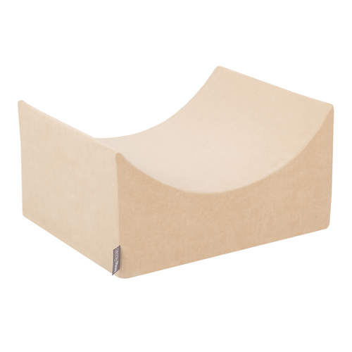 KiddyMoon Velours Aire De Jeux en Mousse pour Enfants, Élément Rampe/Semi-rouleau PPZV-222, beige sableux, Multi-Taille