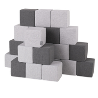 KiddyMoon Blocs Souples Jouets pour Bébé Mousse Squeeze Jouer Jouet Éducatif, cubes: gris clair/gris foncé, 24 Pieces