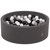 KiddyMoon Piscine à Balles ∅ 7Cm pour Bébé Rond Fabriqué En UE, gris foncé:blanc/noir/gris, 90x30cm/200 Balles