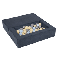 KiddyMoon Canapé en Mousse pour Enfants avec Balles Pour chambre d'enfant Léger Modulable Confortable Housse Amovible Parfait pour Jouer Lire et Se Détendre, bleu foncé: bleu pastel/jaune pastel/gris, Canapé + 100 Balles