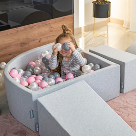 KiddyMoon Balles Colorées Plastique ∅7cm pour Piscine Enfant Bébé Fabriqué en EU, perle/gris/rose, 700 Balles/7cm