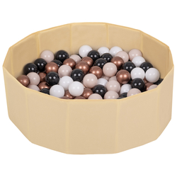 piscine à balles multicolores piscine pliable pour les enfant, beige clair: beige pastel/cuivre/blanc/noir, 200 balles