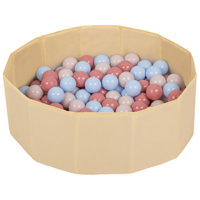 piscine à balles multicolores piscine pliable pour les enfant, beige clair: beige pastel/bleu pastel/saumon, 200 balles