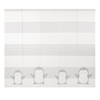 KiddyMoon Tapis de Jeu pour Enfant Bébé Tapis Mousse Tapis de Sol Tapis d'éveilBebe Reversible Stimulation De L'Imagination Pliable Pour L'Intérieur Et L'Extérieur, blanc-pingouin, 180x200x1cm