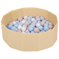 piscine à balles multicolores piscine pliable pour les enfant, beige clair: beige pastel/bleu pastel/blanc, 100 balles
