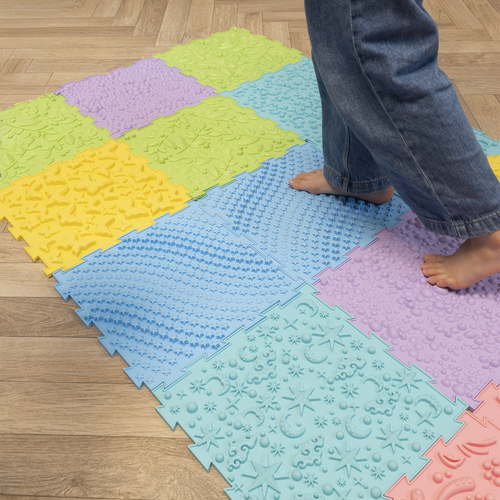 KiddyMoon Tapis Puzzle Sensoriel pour Enfants Tapis Thérapeutique, multicolore, 9 Pieces
