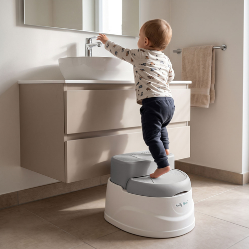 KiddyMoon Pot de Toilette pour Enfants Antidérapante Couvercle Verrouillable, gris, UNI