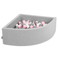 KiddyMoon Piscine à Balles ∅ 7Cm pour Bébé Quart Angulaire Fabriqué En UE, gris clair: blanc/gris/rose poudré, 90x30cm/300 Balles
