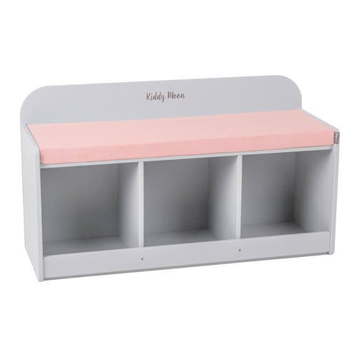 banquette avec étagères pour les enfants KiddyMoon, gris/rose, UNI