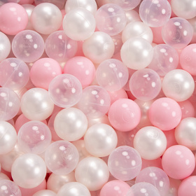 KiddyMoon Aire De Jeux en Mousse avec Rond Piscine à Balles pour Enfants, gris clair: rose poudré/perle/transparent, Piscine (200 Balles) + Version 3