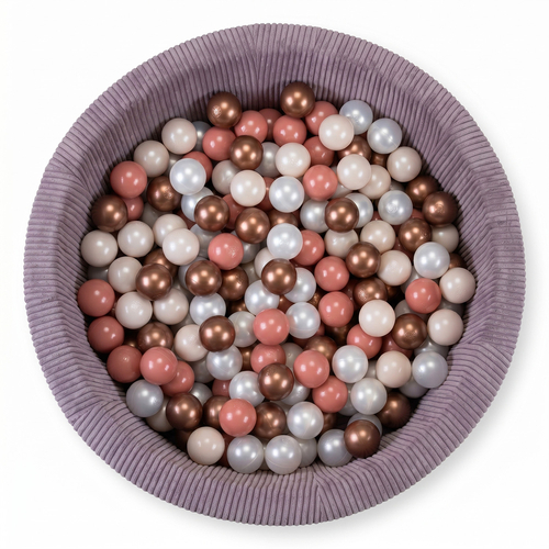 KiddyMoon Piscine Bébé, Piscine À Balles Pour Bébé Et Enfant, Piscine Enfant En Mousse Douce, Housse Côtelée Lavable, Violet: Beige pastel/Cuivre/Perle/Saumon, 90x30cm/200 Balles