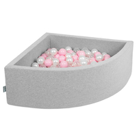 KiddyMoon Piscine à Balles ∅ 7Cm pour Bébé Quart Angulaire Fabriqué En UE, gris clair: rose poudré/perle/transparent, 90x30cm/300 Balles