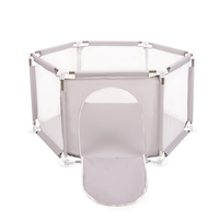 parc bébé hexagonal pliable avec balles plastiques, Gris:blanc/gris/rose poudré, 100 balles