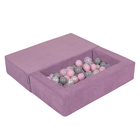 KiddyMoon Canapé en Mousse pour Enfants avec Balles Pour chambre d'enfant Léger Modulable Confortable Housse Amovible Parfait pour Jouer Lire et Se Détendre, violet: perle/gris/transparent/rose poudré, Canapé + 100 Balles