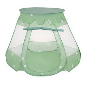 Tente Château Pour Enfants Tente de Jeu Avec Balles Colorées Jouet Cabane Pop-up Château Facile À Monter Maison de Jeu Pour Intérieur et Extérieur, menthe:blanc/gris/menthe/rose poudré, 105x90cm/200 balles