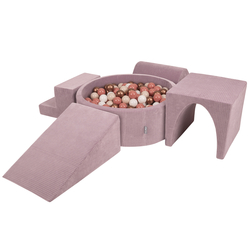 KiddyMoon Parcours Motricité En Mousse Avec Balles Enfants Favorise Créativité, Violet : beige pastel/blanc/cuivre/saumon, Piscine (200 Balles) + Version 3