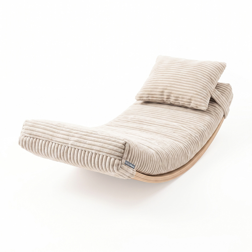 KiddyMoon Matelas avec Oreiller Set pour Planche D'équilibre Housse Amovible en Tissu Côtelé, beige, Matelas/Oreiller