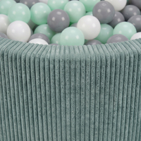 KiddyMoon Piscine Bébé 90 X 30 Cm Avec 200 Balles, Piscine À Balles Pour Bébé Et Enfant, Piscine Enfant En Mousse Douce, Housse Côtelée Lavable, Vert: Blanc/Gris/Menthe, 90x30cm/200 Balles
