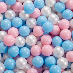 KiddyMoon Aire De Jeux en Mousse avec Rond Piscine à Balles pour Enfants, rose: babyblue/rose poudre/perle, Piscine (100 Balles)+ Pente
