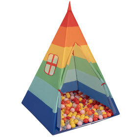 Tipi Tente de Jeu avec Balles Maison de Jeu pour Enfants, multicolore: transp/jaune/rose/orange/rouge, 900 Balles
