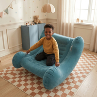 KiddyMoon Fauteuil Sensoriel Gonflable À Bascule Enfant Avec Poignées Et Pompe, bleu clair, L