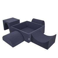 KiddyMoon Aire De Jeux en Mousse avec Carré Piscine À Balles pour Enfants, bleu foncé:vertClr/orange/turq/bleu/babybl/jaune, Piscine (200 Balles) + Version 1