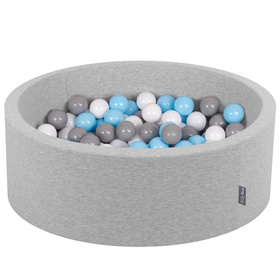 KiddyMoon Piscine à Balles 7Cm pour Bébé Rond Fabriqué En UE, Gris Clair: Gris/ Blanc/ Babyblue