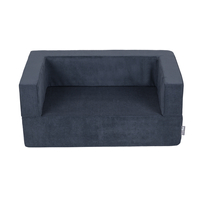 KiddyMoon Canapé en Mousse pour Enfants avec Balles Pour chambre d'enfant Léger Modulable Confortable Housse Amovible Parfait pour Jouer Lire et Se Détendre, bleu foncé, Canapé