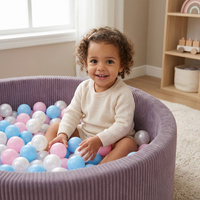 KiddyMoon Piscine Bébé 90 X 30 Cm Avec 200 Balles, Piscine À Balles Pour Bébé Et Enfant, Piscine Enfant En Mousse Douce, Housse Côtelée Lavable, Violet: Bleu past/Jaune past/Blanc/Menthe/Rose pdr, 90x30cm/200 Balles