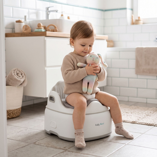 KiddyMoon Pot de Toilette pour Enfants avec Couvercle Verrouillable, beige, UNI