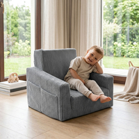 KiddyMoon Fauteuil Pliable pour Enfant en Mousse Canapé Convertible 2 en 1, gris foncé, UNI
