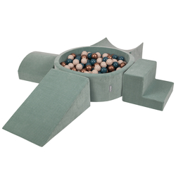 KiddyMoon Parcours Motricité En Mousse Avec Balles Enfants Favorise Créativité, Vert : turquoise foncé/beige pastel/cuivre, Piscine (200 Balles) + Version 5