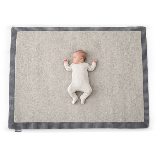 KiddyMoon Tapis de jeu doux pour enfant, antidérapant, rectangulaire, gris clair