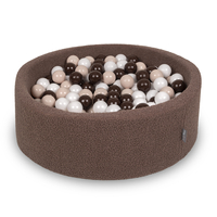 KiddyMoon Piscine à Balles Boules 7 cm pour un Remplissage plus Généreux Pour Bébés au Housse Teddy, Convient dès 8 Mois, Marron: Beige Pastel/Marron/Blanc