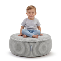 KiddyMoon Pouf enfant en mousse avec housse amovible, gris clair, L