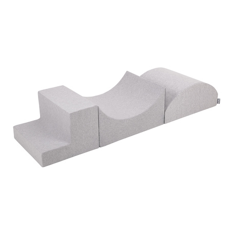 KiddyMoon Aire De Jeux en Mousse avec Rond Piscine à Balles pour Enfants, gris clair: perle/gris/transparent/rose poudré, Piscine (200 Balles) + Version 6