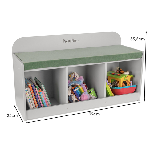 banquette avec étagères pour les enfants KiddyMoon, gris/rose des sables, UNI