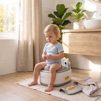 KiddyMoon Pot de Toilette pour Enfants 3 en 1 avec Réducteur et Marchepied, gris, UNI