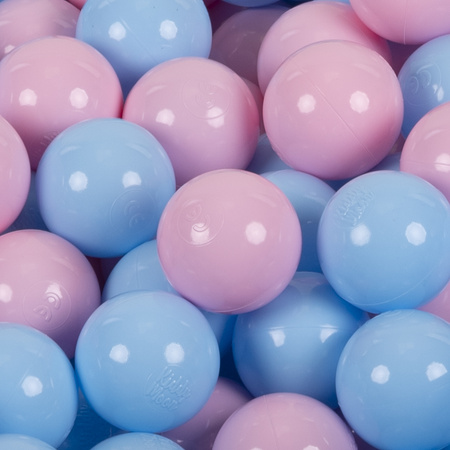 KiddyMoon Balles Colorées Plastique ∅7cm pour Piscine Enfant Bébé Fabriqué en EU, rose poudré/babyblue, 200 Balles/7cm