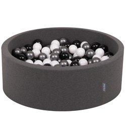 KiddyMoon Piscine à Balles ∅ 7Cm pour Bébé Rond Fabriqué En UE, gris foncé, 90x30cm/200 Balles