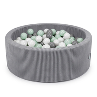 KiddyMoon Piscine Bébé 90 X 30 Cm Avec 200 Balles, Piscine À Balles Pour Bébé Et Enfant, Piscine Enfant En Mousse Douce, Housse Côtelée Lavable, Gris foncé: Blanc/Gris/Menthe, 90x30cm/200 Balles