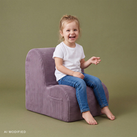 KiddyMoon fauteuil enfant à poche, housse zippée, assise confortable, violet, Taille unique